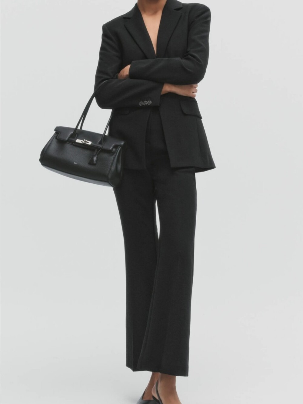 Open Edit Black Two-Button Tailored Blazer Women's 36R